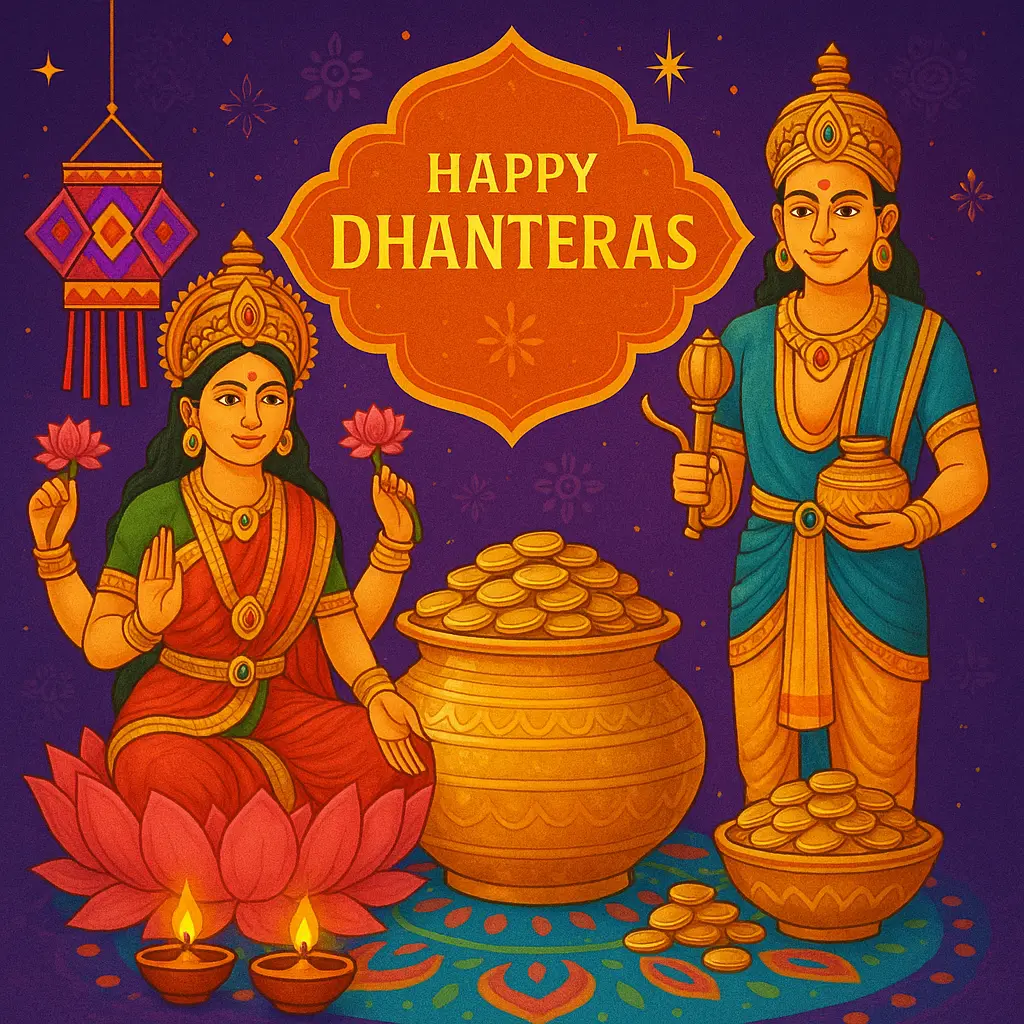 Lakshmi and Dhanvantari idol worship on Dhanteras